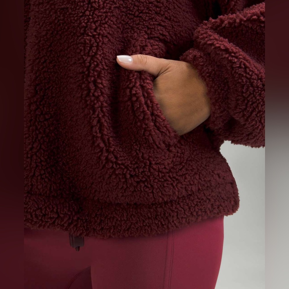 Lululemon Cinchable fleece zip up size 8 red merlot - Picture 13 of 15